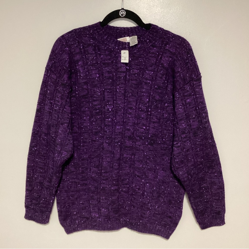 Andrea Haber Sweater Women Wool Blend Size S Purple Glitter Made In Italy